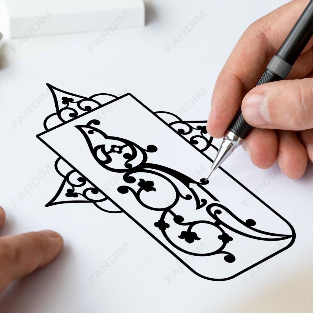 وکتور طرح نگاره قاب گل و مرغ کد A132453